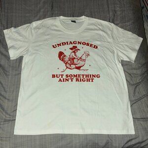 Undiagnosed But Something Ain't Right T-Shirt Funny Raccoon Chicken - Size XL